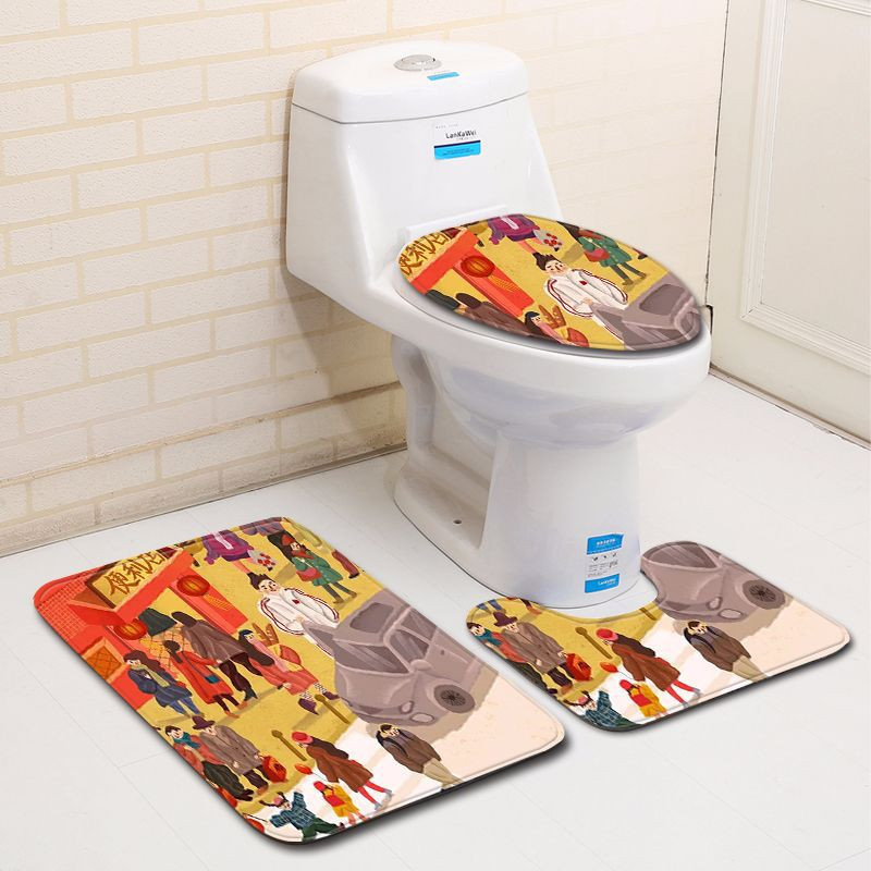 Zeegle Cartoon vannas istabas paklājiņa komplekts Absorbcijas pēdu paklājs pret slīdēšanu virtuves vannas paklājiņš tualetes grīdas paklājiņš mazgājams vannas istabas tualetes paklājs