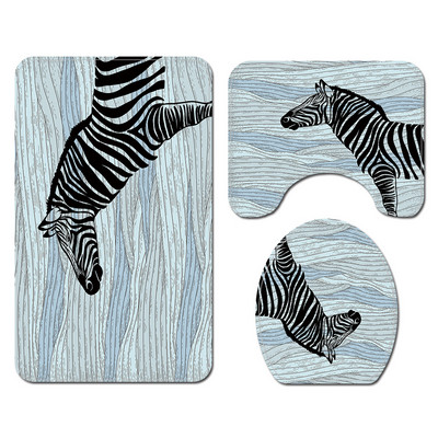 Dzīvniekiem apdrukāts vannas paklājiņš un dušas aizkaru komplekts pret slīdēšanu tualetes sēdekļa pārklāja paklājiņš vannas istabas grīdas paklājiņš absorbējošs tualetes kāju paklāja komplekts