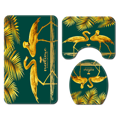 Dzīvniekiem apdrukāts vannas paklājiņš un dušas aizkaru komplekts pret slīdēšanu tualetes sēdekļa pārklāja paklājiņš vannas istabas grīdas paklājiņš absorbējošs tualetes kāju paklāja komplekts