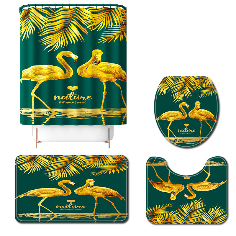 Dzīvniekiem apdrukāts vannas paklājiņš un dušas aizkaru komplekts pret slīdēšanu tualetes sēdekļa pārklāja paklājiņš vannas istabas grīdas paklājiņš absorbējošs tualetes kāju paklāja komplekts