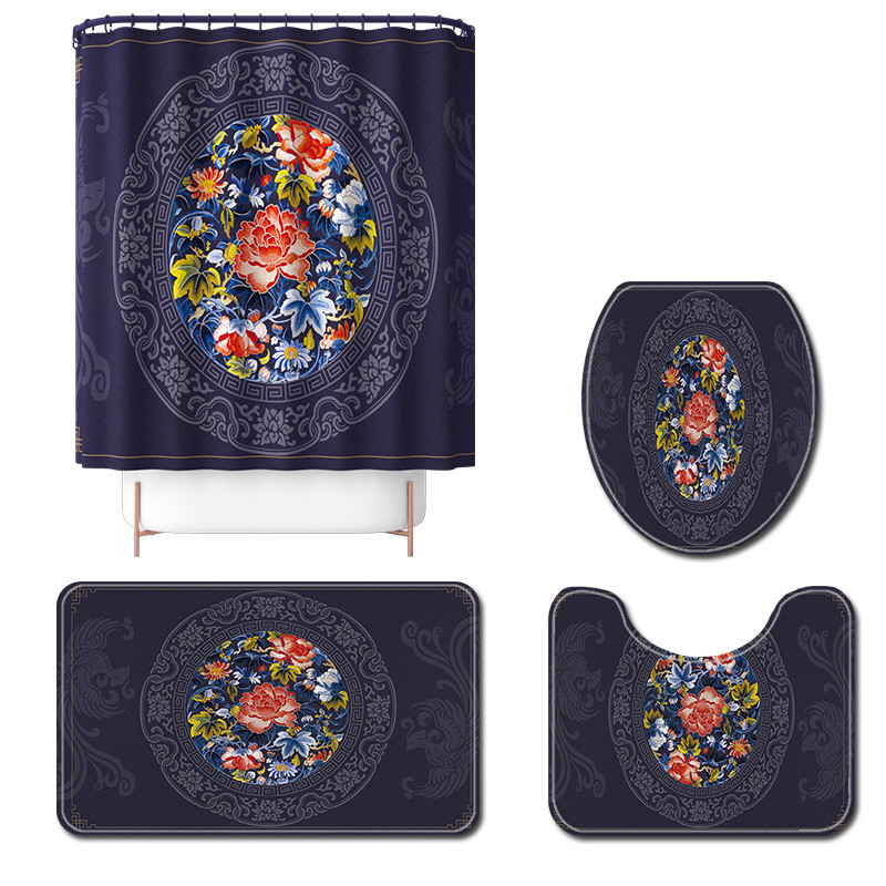 Vannas istabas paklājs un mājas dekors dušas aizkaru uzsūcošs U formas paklājs tualetei Neslīdošs grīdas paklājiņš Tradicionāla stila vannas paklājiņš