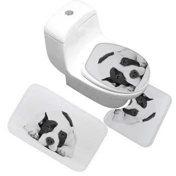 Zeegle Pet Dog Bathroom 3pcs Килим Подови постелки Баня Фланела Неплъзгаща се Подложка за баня Килим за баня и тоалетна