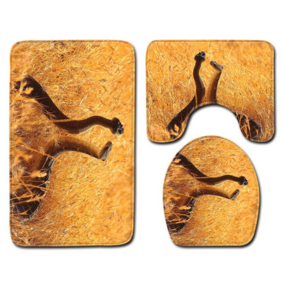 Zeegle set životinjskih prostirki za kupanje s WC školjkom U tipa Set toaletnih prostirki Neklizajuća podloga Prostirka za stopala s visokim upijanjem vode Kupaonska podna prostirka