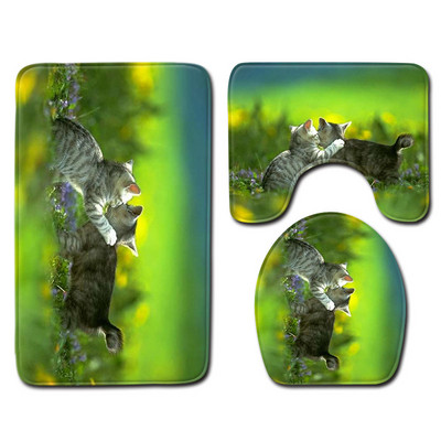 Zeegle set životinjskih prostirki za kupanje s WC školjkom U tipa Set toaletnih prostirki Neklizajuća podloga Prostirka za stopala s visokim upijanjem vode Kupaonska podna prostirka