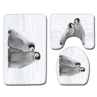 Zeegle set životinjskih prostirki za kupanje s WC školjkom U tipa Set toaletnih prostirki Neklizajuća podloga Prostirka za stopala s visokim upijanjem vode Kupaonska podna prostirka