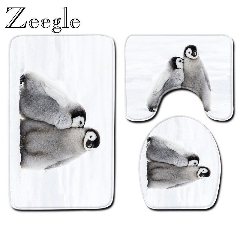 Zeegle set životinjskih prostirki za kupanje s WC školjkom U tipa Set toaletnih prostirki Neklizajuća podloga Prostirka za stopala s visokim upijanjem vode Kupaonska podna prostirka