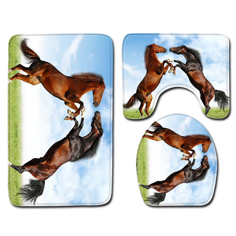 Zeegle set životinjskih prostirki za kupanje s WC školjkom U tipa Set toaletnih prostirki Neklizajuća podloga Prostirka za stopala s visokim upijanjem vode Kupaonska podna prostirka