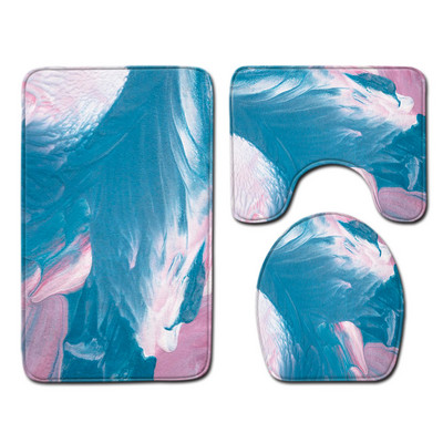 Zeegle Printed vannas istabas paklājiņu komplekts 3gab Moderns vannas istabas paklājiņu komplekts dušas istabas mīkstās grīdas paklājs mazgājams tualetes paklājs tualetes sēdekļa pārvalks