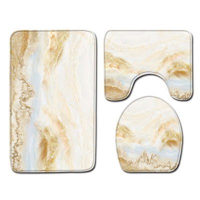 Zeegle Printed vannas istabas paklājiņu komplekts 3gab Moderns vannas istabas paklājiņu komplekts dušas istabas mīkstās grīdas paklājs mazgājams tualetes paklājs tualetes sēdekļa pārvalks