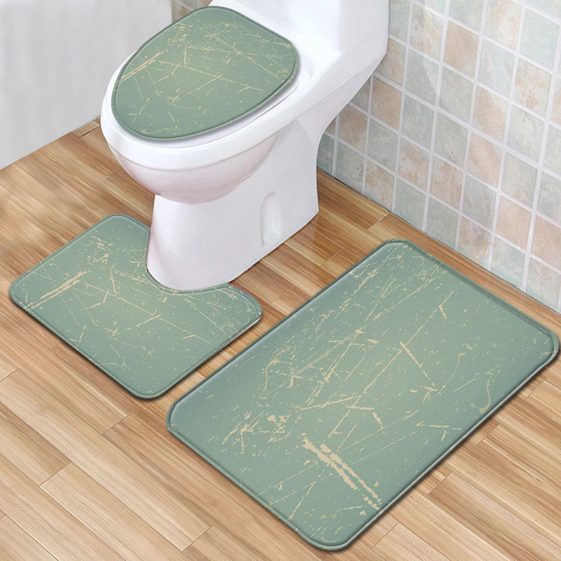 Zeegle Printed vannas istabas paklājiņu komplekts 3gab Moderns vannas istabas paklājiņu komplekts dušas istabas mīkstās grīdas paklājs mazgājams tualetes paklājs tualetes sēdekļa pārvalks