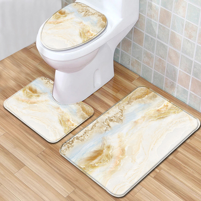 Zeegle Printed vannas istabas paklājiņu komplekts 3gab Moderns vannas istabas paklājiņu komplekts dušas istabas mīkstās grīdas paklājs mazgājams tualetes paklājs tualetes sēdekļa pārvalks