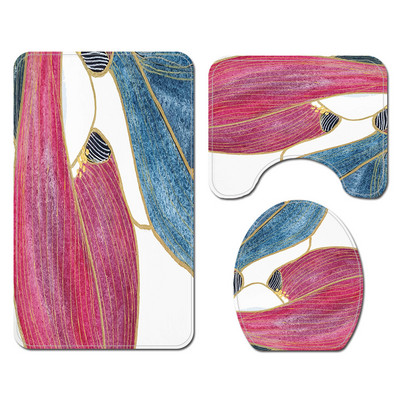 Vannimati ja dušikardina komplekt vannitoas AntiSlip WC-vaiba jalamattide komplekt koos elegantse Beauty Print tualeti istmepadjaga