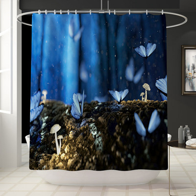 Zeegle Creative Flower vannas paklājs un dušas aizkaru komplekts mazgājams vannas paklājiņš tualetes paklāja komplekts ar āķiem Neslīdošs vannas istabas kāju paklājs