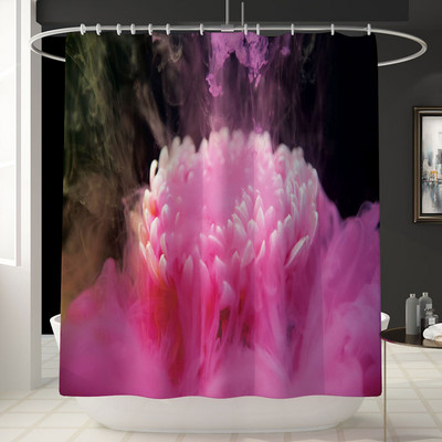 Zeegle Creative Flower vannas paklājs un dušas aizkaru komplekts mazgājams vannas paklājiņš tualetes paklāja komplekts ar āķiem Neslīdošs vannas istabas kāju paklājs