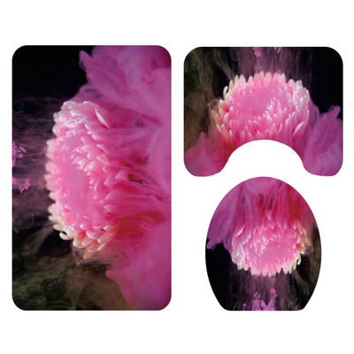 Zeegle Creative Flower vannas paklājs un dušas aizkaru komplekts mazgājams vannas paklājiņš tualetes paklāja komplekts ar āķiem Neslīdošs vannas istabas kāju paklājs