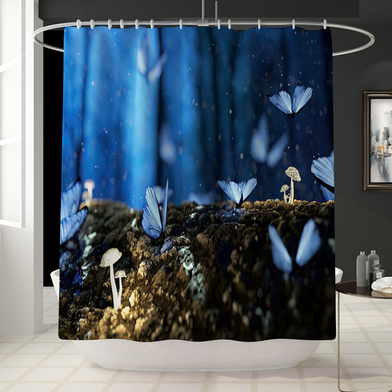 Zeegle Creative Flower vannas paklājs un dušas aizkaru komplekts mazgājams vannas paklājiņš tualetes paklāja komplekts ar āķiem Neslīdošs vannas istabas kāju paklājs