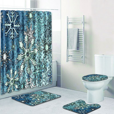 Zeegle vannas paklāja komplekts tualetes U tipa paklājiņš Ūdensnecaurlaidīgs dušas aizkars, pjedestāla paklājs, neslīdošs vannas istabas mīksts kāju paklājs vannas piederumi