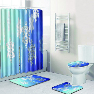 Zeegle vannas paklāja komplekts tualetes U tipa paklājiņš Ūdensnecaurlaidīgs dušas aizkars, pjedestāla paklājs, neslīdošs vannas istabas mīksts kāju paklājs vannas piederumi