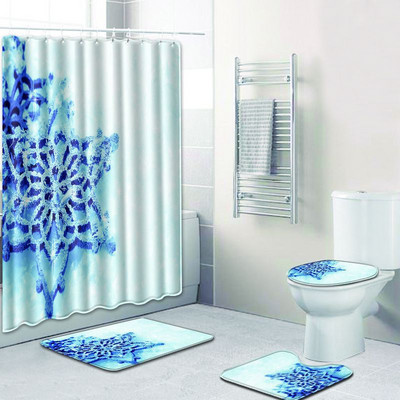 Zeegle vannas paklāja komplekts tualetes U tipa paklājiņš Ūdensnecaurlaidīgs dušas aizkars, pjedestāla paklājs, neslīdošs vannas istabas mīksts kāju paklājs vannas piederumi