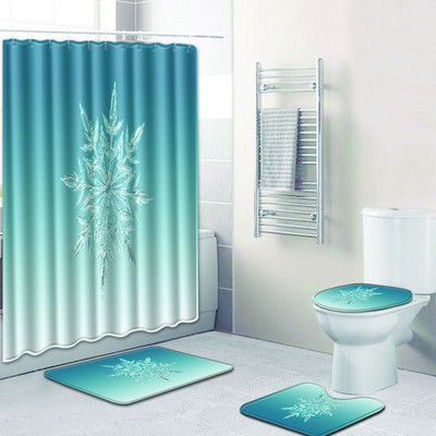 Zeegle vannas paklāja komplekts tualetes U tipa paklājiņš Ūdensnecaurlaidīgs dušas aizkars, pjedestāla paklājs, neslīdošs vannas istabas mīksts kāju paklājs vannas piederumi