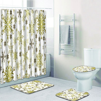 Zeegle vannas paklāja komplekts tualetes U tipa paklājiņš Ūdensnecaurlaidīgs dušas aizkars, pjedestāla paklājs, neslīdošs vannas istabas mīksts kāju paklājs vannas piederumi