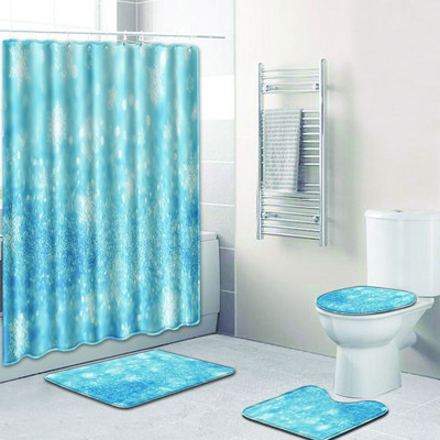 Zeegle vannas paklāja komplekts tualetes U tipa paklājiņš Ūdensnecaurlaidīgs dušas aizkars, pjedestāla paklājs, neslīdošs vannas istabas mīksts kāju paklājs vannas piederumi