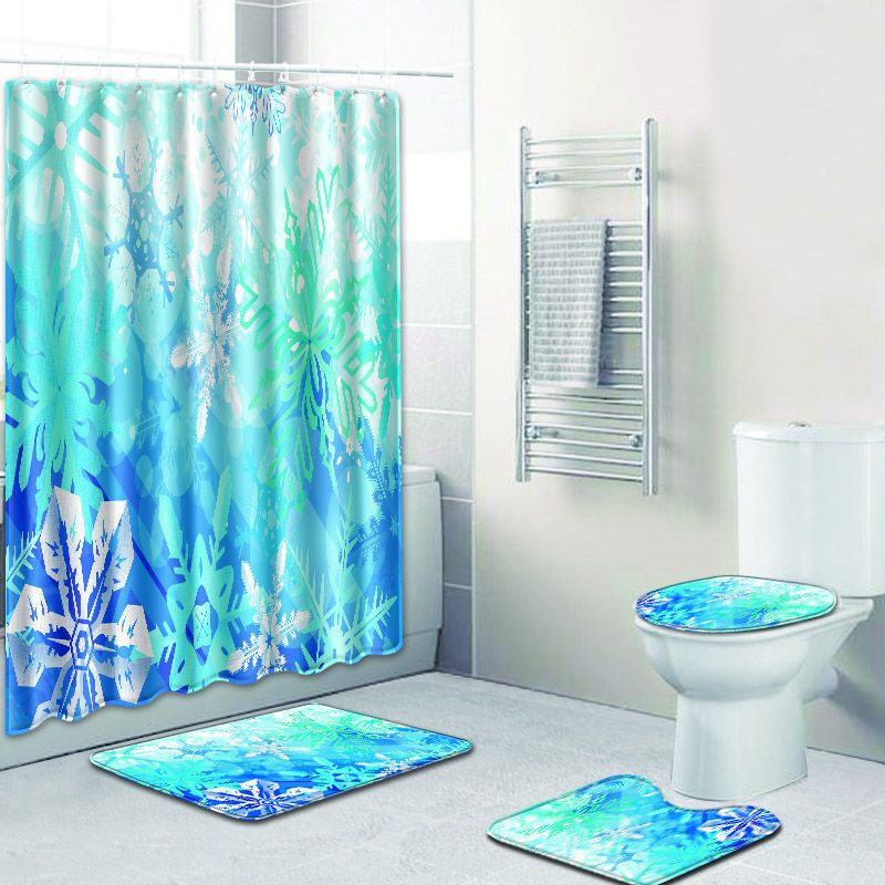 Zeegle vannas paklāja komplekts tualetes U tipa paklājiņš Ūdensnecaurlaidīgs dušas aizkars, pjedestāla paklājs, neslīdošs vannas istabas mīksts kāju paklājs vannas piederumi