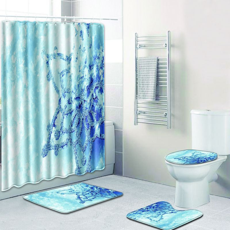 Zeegle vannas paklāja komplekts tualetes U tipa paklājiņš Ūdensnecaurlaidīgs dušas aizkars, pjedestāla paklājs, neslīdošs vannas istabas mīksts kāju paklājs vannas piederumi