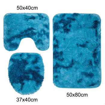 3 бр./компл. Комплект цветни постелки за баня Фланелени килими за душ Нехлъзгащи се килими за тоалетна Постелка за баня Комплект капаци за капаци на тоалетна Подови постелки 50x80 см