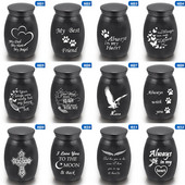 Mini melno pelnu burka bez deformācijas Cilvēka pelni mājdzīvniekiem putniem kaķu pelnu konteineri piemiņas zīmes suņu kremācijas urnas zārks