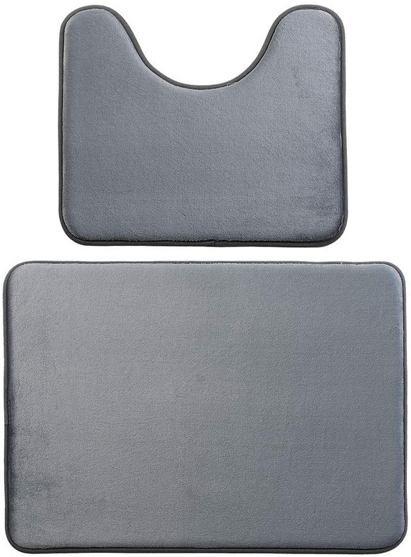 2 dab. Memory Foam Mat Neslīdošs vannas paklājiņš un U formas pjedestāla paklājiņš, kontūrveida paklājs vannas istabas paklājs, mazgājams mašīnā