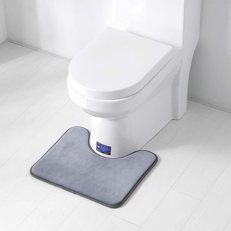 2 dab. Memory Foam Mat Neslīdošs vannas paklājiņš un U formas pjedestāla paklājiņš, kontūrveida paklājs vannas istabas paklājs, mazgājams mašīnā