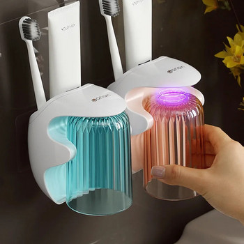 Gargle Cup Non Perforated Wall Mounted Gargle Cup Rack Magnetic Mouthwash Cup Brushing Cup Σετ οικιακού ποτηριού πλυσίματος