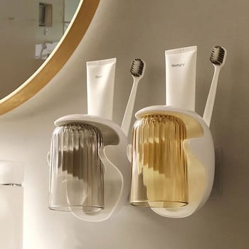 Gargle Cup Non Perforated Wall Mounted Gargle Cup Rack Magnetic Mouthwash Cup Brushing Cup Σετ οικιακού ποτηριού πλυσίματος