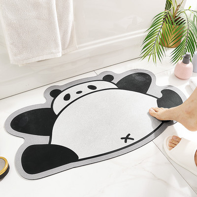 Jauna karikatūra Panda vannas istabas durvju neslīdoši paklājiņi Sadzīves vannas istabas ieeja Absorbējošs grīdas paklājiņš Tualetes ātri žūstošs spilvens