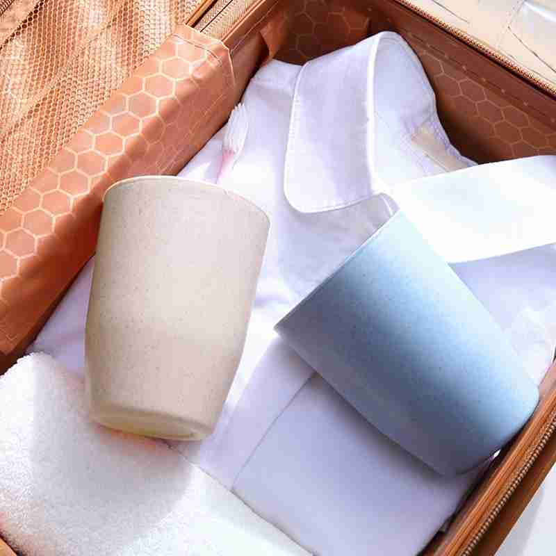 Nešiojamas kviečių šiaudų vandens puodelis Vonios puodelis vaikams Puodelio rinkinys Kelioninis puodelis Dantų šepetėlis Vonios gėrimas X0X5