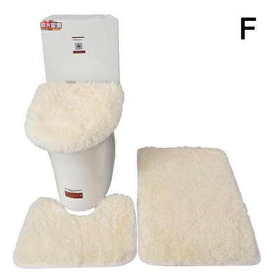 3 vnt./rinkinys Spalvotas vonios kilimėlių rinkinys Stačiakampis Pūkuotus Plaukus Vonios Kilimai Šiuolaikiniai Tualeto Dangtis Uždengimas Kilimėlių rinkinys Vonios kambario priedai