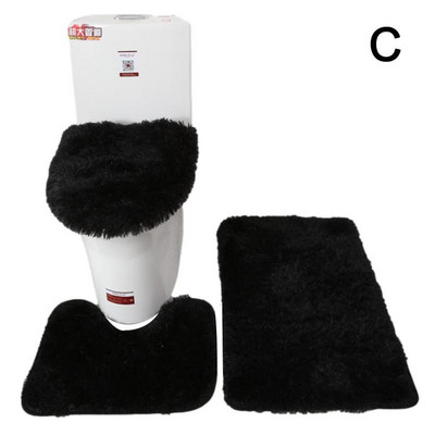 3 vnt./rinkinys Spalvotas vonios kilimėlių rinkinys Stačiakampis Pūkuotus Plaukus Vonios Kilimai Šiuolaikiniai Tualeto Dangtis Uždengimas Kilimėlių rinkinys Vonios kambario priedai