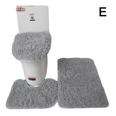 3 vnt./rinkinys Spalvotas vonios kilimėlių rinkinys Stačiakampis Pūkuotus Plaukus Vonios Kilimai Šiuolaikiniai Tualeto Dangtis Uždengimas Kilimėlių rinkinys Vonios kambario priedai