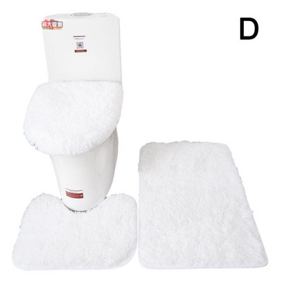 3 vnt./rinkinys Spalvotas vonios kilimėlių rinkinys Stačiakampis Pūkuotus Plaukus Vonios Kilimai Šiuolaikiniai Tualeto Dangtis Uždengimas Kilimėlių rinkinys Vonios kambario priedai