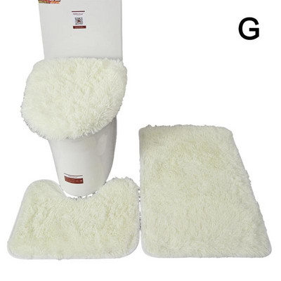 3 vnt./rinkinys Spalvotas vonios kilimėlių rinkinys Stačiakampis Pūkuotus Plaukus Vonios Kilimai Šiuolaikiniai Tualeto Dangtis Uždengimas Kilimėlių rinkinys Vonios kambario priedai