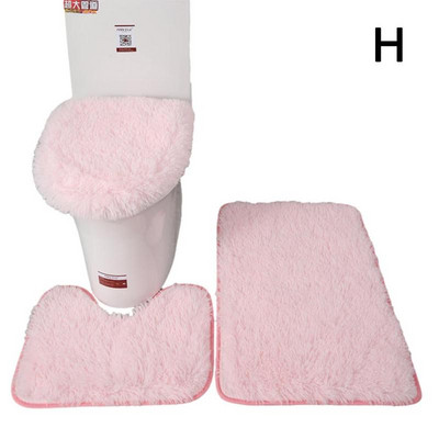 3 vnt./rinkinys Spalvotas vonios kilimėlių rinkinys Stačiakampis Pūkuotus Plaukus Vonios Kilimai Šiuolaikiniai Tualeto Dangtis Uždengimas Kilimėlių rinkinys Vonios kambario priedai