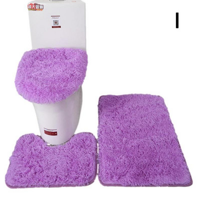 3 vnt./rinkinys Spalvotas vonios kilimėlių rinkinys Stačiakampis Pūkuotus Plaukus Vonios Kilimai Šiuolaikiniai Tualeto Dangtis Uždengimas Kilimėlių rinkinys Vonios kambario priedai