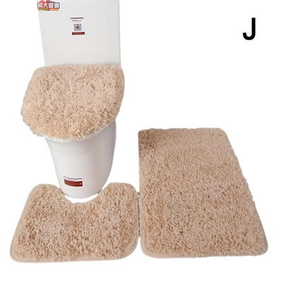 3 vnt./rinkinys Spalvotas vonios kilimėlių rinkinys Stačiakampis Pūkuotus Plaukus Vonios Kilimai Šiuolaikiniai Tualeto Dangtis Uždengimas Kilimėlių rinkinys Vonios kambario priedai