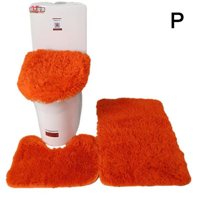 3 vnt./rinkinys Spalvotas vonios kilimėlių rinkinys Stačiakampis Pūkuotus Plaukus Vonios Kilimai Šiuolaikiniai Tualeto Dangtis Uždengimas Kilimėlių rinkinys Vonios kambario priedai