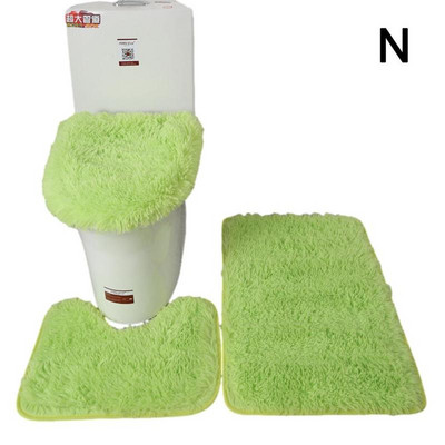 3 vnt./rinkinys Spalvotas vonios kilimėlių rinkinys Stačiakampis Pūkuotus Plaukus Vonios Kilimai Šiuolaikiniai Tualeto Dangtis Uždengimas Kilimėlių rinkinys Vonios kambario priedai