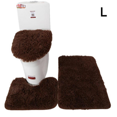 3 vnt./rinkinys Spalvotas vonios kilimėlių rinkinys Stačiakampis Pūkuotus Plaukus Vonios Kilimai Šiuolaikiniai Tualeto Dangtis Uždengimas Kilimėlių rinkinys Vonios kambario priedai