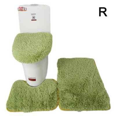 3 vnt./rinkinys Spalvotas vonios kilimėlių rinkinys Stačiakampis Pūkuotus Plaukus Vonios Kilimai Šiuolaikiniai Tualeto Dangtis Uždengimas Kilimėlių rinkinys Vonios kambario priedai