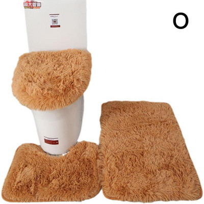 3 vnt./rinkinys Spalvotas vonios kilimėlių rinkinys Stačiakampis Pūkuotus Plaukus Vonios Kilimai Šiuolaikiniai Tualeto Dangtis Uždengimas Kilimėlių rinkinys Vonios kambario priedai