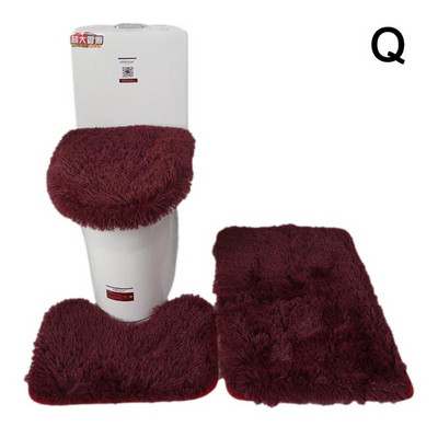 3 vnt./rinkinys Spalvotas vonios kilimėlių rinkinys Stačiakampis Pūkuotus Plaukus Vonios Kilimai Šiuolaikiniai Tualeto Dangtis Uždengimas Kilimėlių rinkinys Vonios kambario priedai